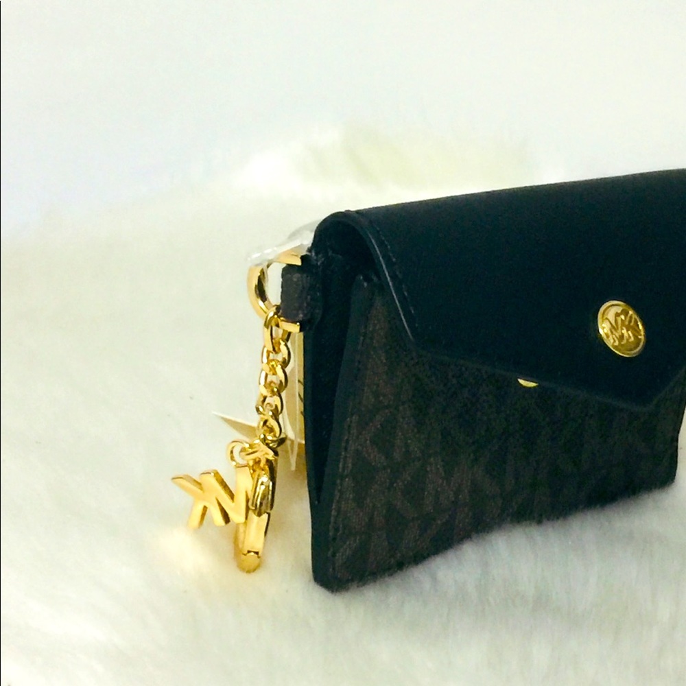 NWT Michael Kors Brown Black Key/ID/Credit card case wallet - Picture 6 of 12